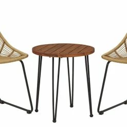 Ashley Furniture Coral - Light Brown/black - Chairs W/table Set (3/cn)