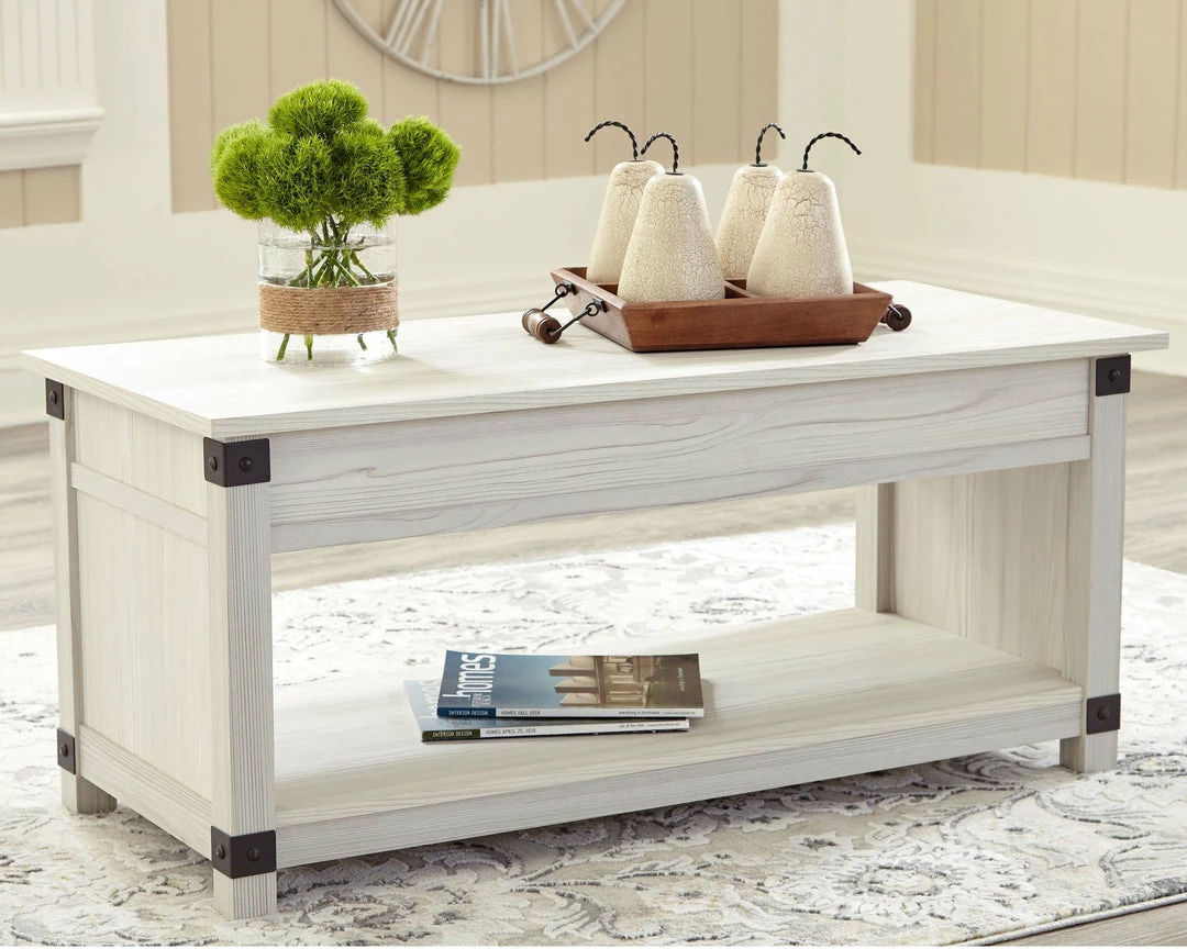 Best Sale 🥰 Ashley Furniture Bayflynn - Whitewash - Rect Lift Top Cocktail Table 😀 4 Ashley Furniture Bayflynn - Whitewash - Rect Lift Top Cocktail Table