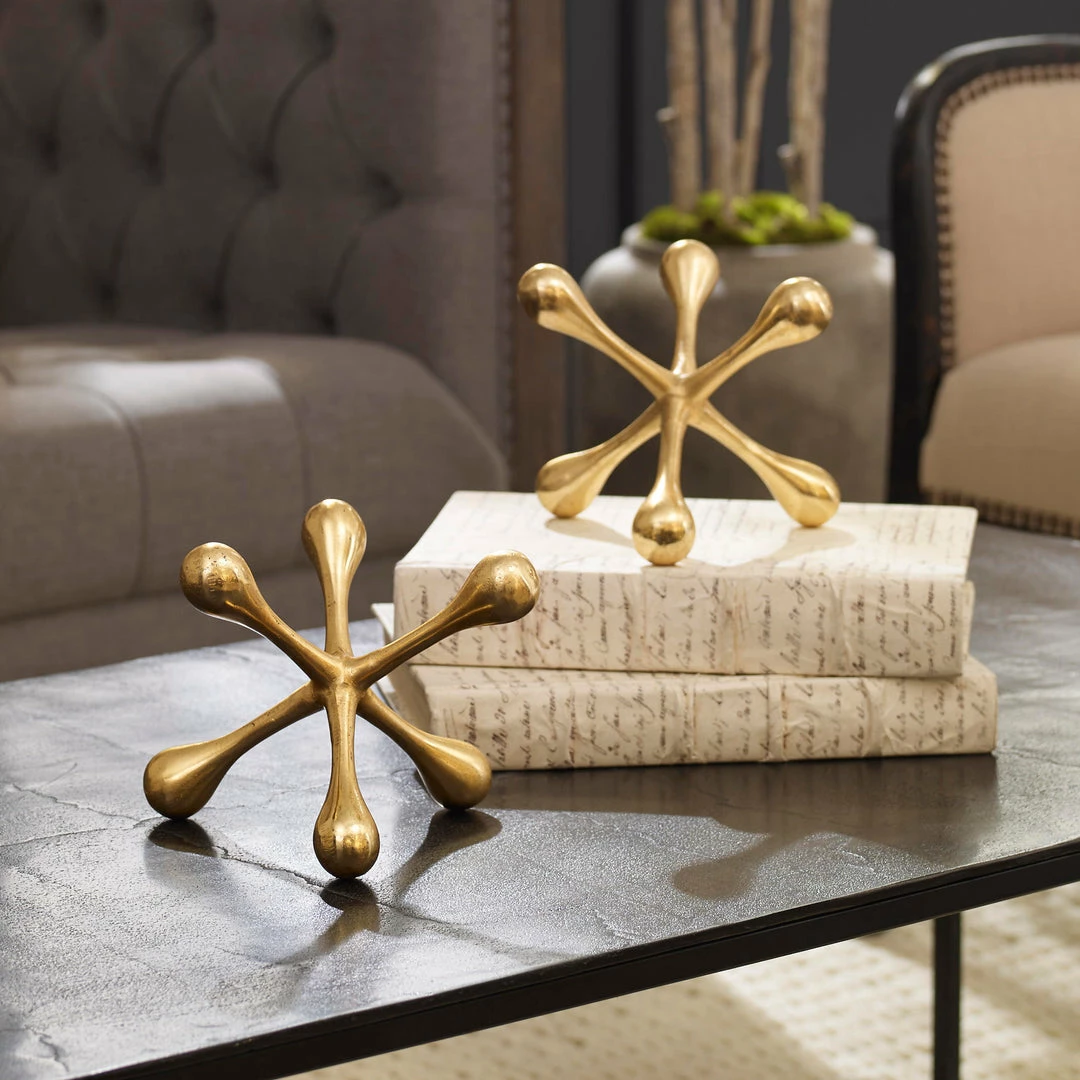 Brand new ๐ Table Decor Uttermost Harlan Brass Objects Set/2 ๐ 5 Table Decor Uttermost Harlan Brass Objects Set/2