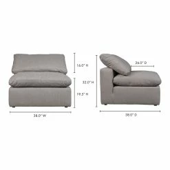 Moe's Home Collection Terra Condo Slipper Chair Livesmart Fabric Light Grey