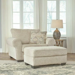 Benchcraft® Haisley - Ivory - 2 Pc. - Chair And A Half, Ottoman Chair & Ottoman Sets