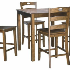 Ashley Furniture Hazelteen - Medium Brown - Square Counter Tbl Set (5/cn)