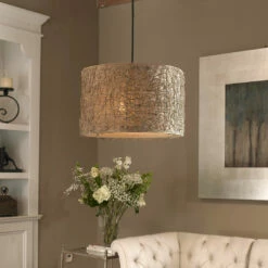 Uttermost Knotted Rattan Light Drum Pendant
