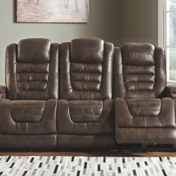 Signature Design By Ashley® Sofas Game - Bark - Pwr Rec Sofa With Adj Headrest
