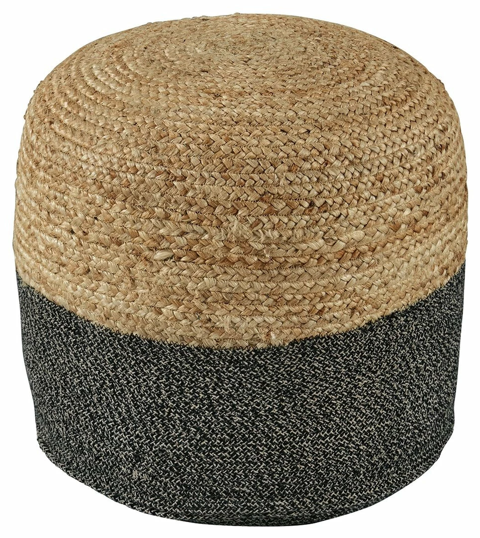 Outlet 👍 Ashley Furniture Accessories Sweed - Natural/black - Pouf - Round ✨ 3 Ashley Furniture Accessories Sweed - Natural/black - Pouf - Round