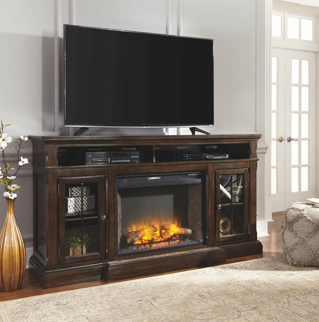 Buy 🎁 Ashley Furniture Roddinton - Dark Brown - Xl Tv Stand W/fireplace Option ❤️ 12 Ashley Furniture Roddinton - Dark Brown - Xl Tv Stand W/fireplace Option