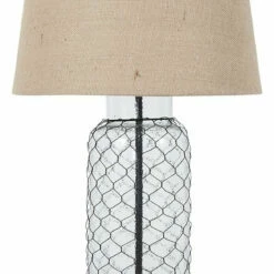Ashley Furniture Sharmayne - White - Glass Table Lamp (1/cn) - Wrapped With Wire
