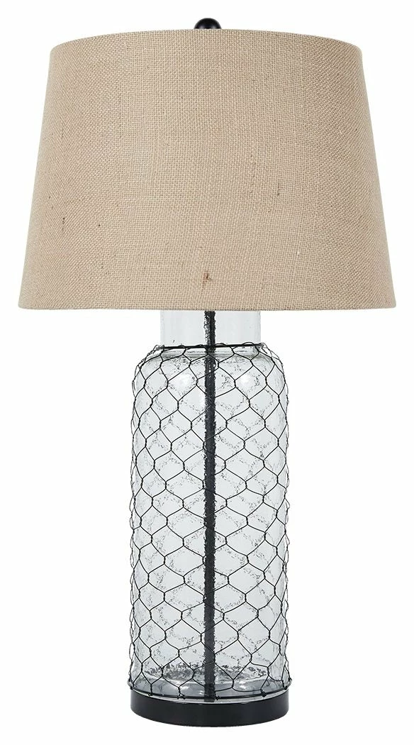 Brand new ๐ฏ Ashley Furniture Sharmayne - White - Glass Table Lamp (1/cn) - Wrapped With Wire ๐ 3 Ashley Furniture Sharmayne - White - Glass Table Lamp (1/cn) - Wrapped With Wire