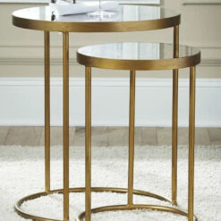 Ashley Furniture Majaci - Gold Finish/white - Accent Table Set (2/cn) Tables
