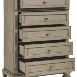Ashley Furniture Lettner - Light Gray - Five Drawer Chest - Central Handle
