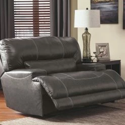 Signature Design By Ashley® Reclining Furniture McCaskill - Contrast - 2 Seat Reclining Power Sofa, Double Reclining Power Loveseat With Console, Wide Seat Power Recliner