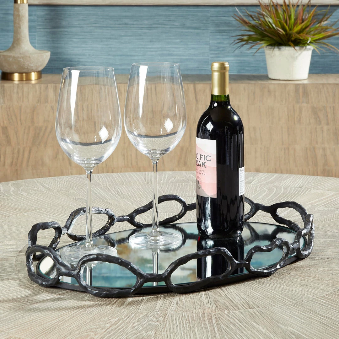 Hot Sale 🤩 Table Decor Uttermost Cable Black Chain Tray 👏 3 Table Decor Uttermost Cable Black Chain Tray