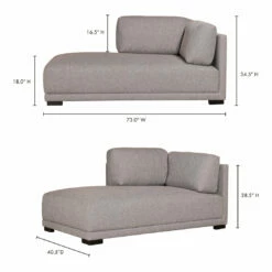 Moe's Home Collection Romeo Chaise Left Grey