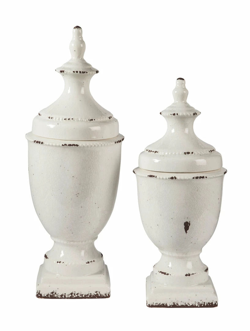 Hot Sale ⌛ Ashley Furniture Devorit - Antique White - Jar Table Decor ❤️ 5 Ashley Furniture Devorit - Antique White - Jar Table Decor