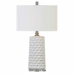 Uttermost Sesia White Honeycomb Table Lamp
