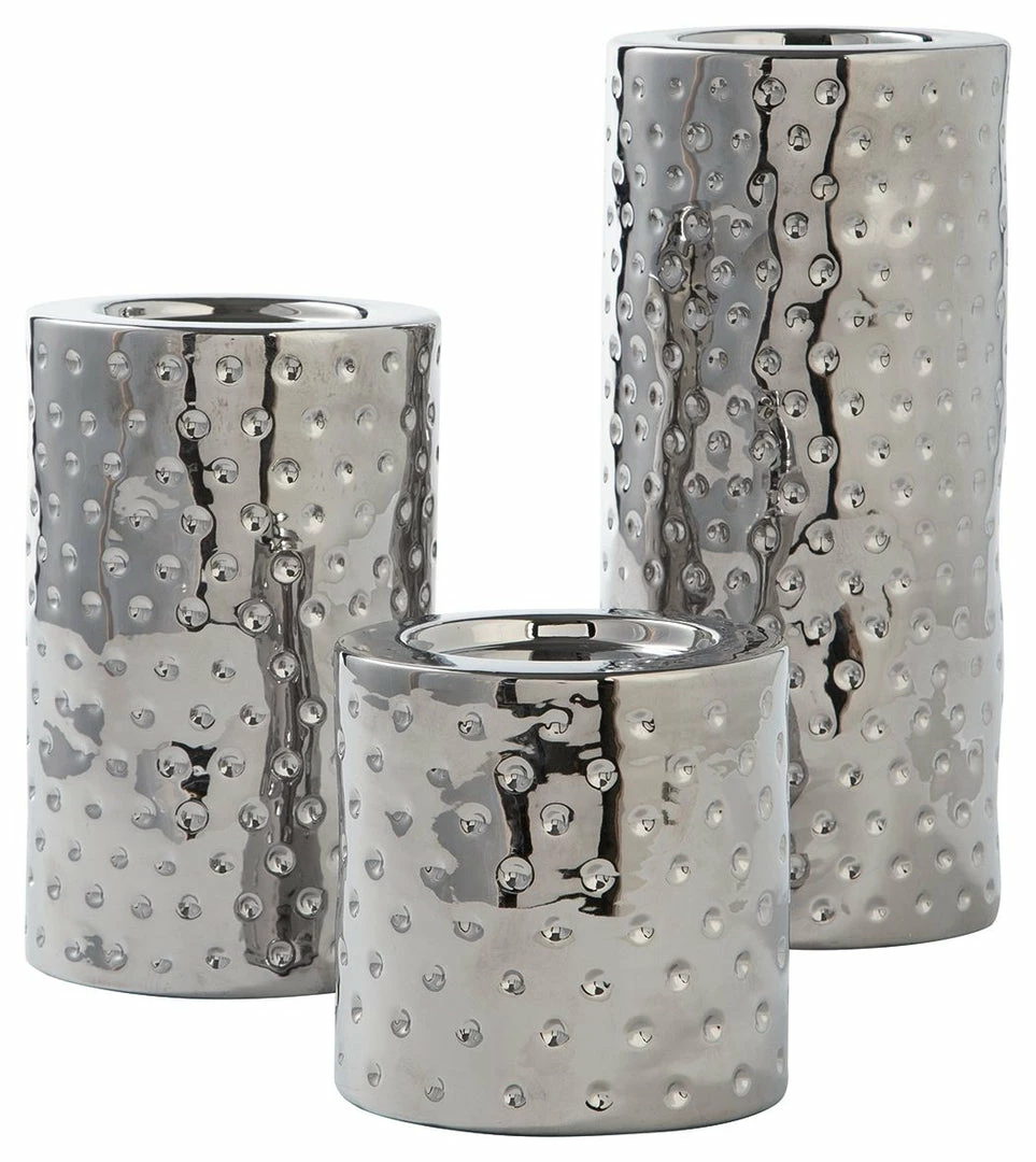 Discount 🛒 Ashley Furniture Table Decor Marisa - Silver Finish - Candle Holder Set (3/cn) 😍 3 Ashley Furniture Table Decor Marisa - Silver Finish - Candle Holder Set (3/cn)