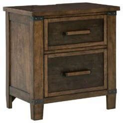 Ashley Furniture Nightstands Wyattfield - Brown / Beige - Two Drawer Night Stand