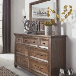 Ashley Furniture Royard - Warm Ultimate Best In Class Dresser, Mirror