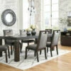 Signature Design By Ashley® Hyndell - Dark Ultimate Best In Class Rectangular Dining Room Extension Table, 6 Upholstered Side Chairs