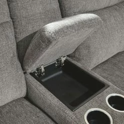 Ashley Furniture Reclining Furniture Mouttrie - Smoke - Pwr Rec Loveseat/con/adj Hdrst