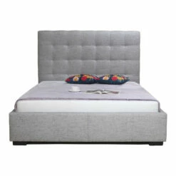 Moe's Home Collection Belle Storage Bed King Light Grey Fabric Beds
