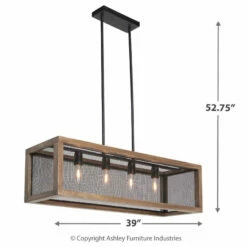 Ashley Furniture Accessories Jodene - Brown/black - Wood Pendant Light (1/cn)