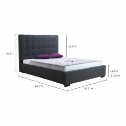 Moe's Home Collection Beds Belle Storage Bed King Charcoal Fabric