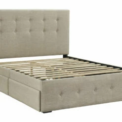 Signature Design By Ashley® Gladdinson - Gray - Queen Upholstered Bed With 4 Storage Drawers Beds