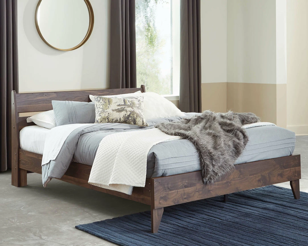 New 🥰 Signature Design By Ashley® Calverson - Mocha - Queen Panel Platform Bed 🔔 3 Signature Design By Ashley® Calverson - Mocha - Queen Panel Platform Bed