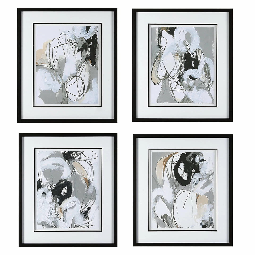 Cheapest 🎉 Uttermost Tangled Threads Abstract Framed Prints, S/4 💯 3 Uttermost Tangled Threads Abstract Framed Prints, S/4