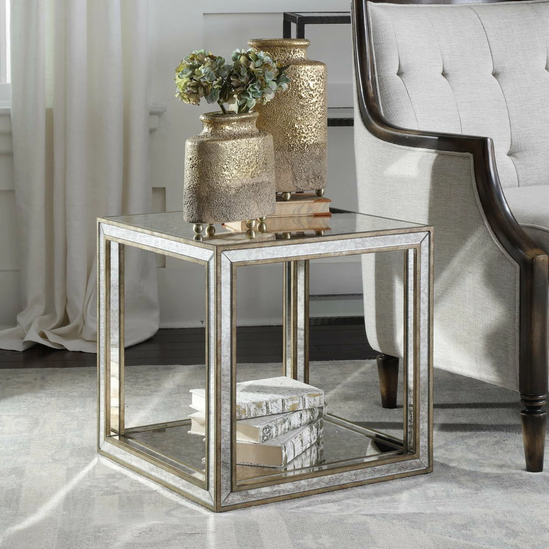 Hot Sale 🥰 Uttermost Julie Mirrored Accent Table Tables ✔️ 4 Uttermost Julie Mirrored Accent Table Tables