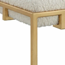 Uttermost Paradox Small Gold & White Shearling Bench