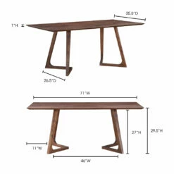 Moe's Home Collection Tables Godenza Dining Table Rectangular Walnut