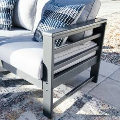 Signature Design By Ashley® Outdoor Sets Amora - Charcoal Gray - 6 Pc. - Lounge Set
