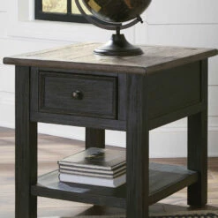 Ashley Furniture Tyler - Grayish Brown/black - Rectangular End Table