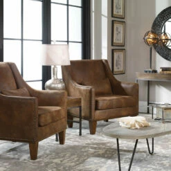 Uttermost Clay Leather Armchair