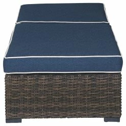 Ashley Furniture Chairs Grasson - Brown/blue - Chaise Lounge With Cushion