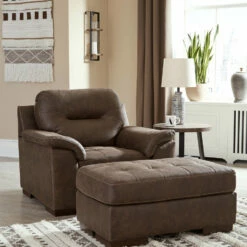 Signature Design By Ashley® Maderla - Walnut - Chair, Ottoman