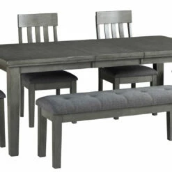Deals 👏 Signature Design By Ashley® Hallanden - Dark Gray - 7 Pc. - Extension Table, 4 Side Chairs, Bench, Server Dining Room Sets ✔️ 12 Signature Design By Ashley® Hallanden - Dark Gray - 7 Pc. - Extension Table, 4 Side Chairs, Bench, Server Dining Room Sets