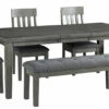 Budget 👏 Signature Design By Ashley® Hallanden - Dark Gray - 6 Pc. - Extension Table, 4 Side Chairs, Bench Dining Room Sets 🎉 2 Signature Design By Ashley® Hallanden - Dark Gray - 6 Pc. - Extension Table, 4 Side Chairs, Bench Dining Room Sets