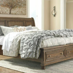 Signature Design By Ashley® Flynnter - Medium Brown - California King Sleigh Bed With 2 Storage Drawers