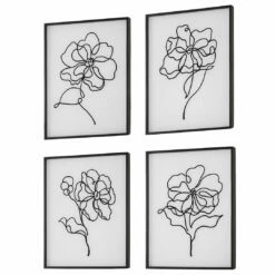 Accessories Uttermost Bloom Black White Framed Prints, S/4