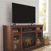 Signature Design By Ashley® Fireplaces Harpan - Reddish Brown - 2 Pc. - 72" Tv Stand With Electric Infrared Fireplace Insert