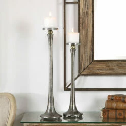 Table Decor Uttermost Aliso Cast Iron Candleholders Set/2