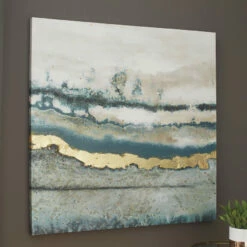 Ashley Furniture Praveen - Blue Spruce/white - Wall Art