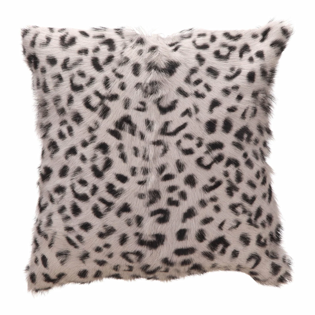 Promo ✨ Moe's Home Collection Spotted Goat Fur Pillow Grey Leopard Accessories ❤️ 3 Moe's Home Collection Spotted Goat Fur Pillow Grey Leopard Accessories