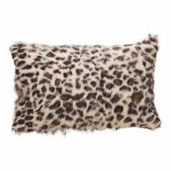 Moe's Home Collection Accessories Goat Fur Bolster Spotted Brown Leopard