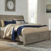 Signature Design By Ashley® Beds Lettner - Light Gray - Sleigh Bed With 2 Storage Drawers