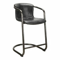 Moe's Home Collection Stools Freeman Counter Stool Onyx Black Leather -m2