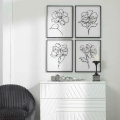 Accessories Uttermost Bloom Black White Framed Prints, S/4